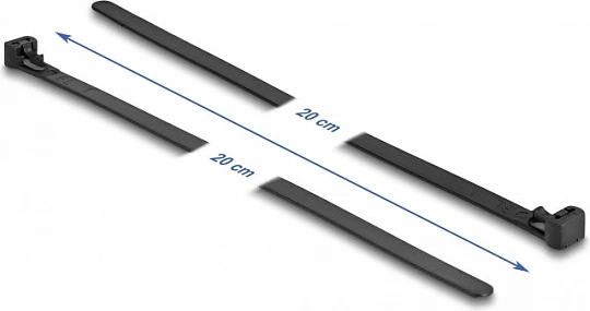 Lidhëse kabllosh DeLOCK hook & loop 150 x 7.5 mm, të ripërdorshme, 100 copë, të zeza