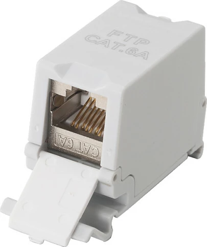 Keystone kopler EQUIP Cat6A, RJ45 femër-femër, i mbrojtur (FTP), PoE, gri
