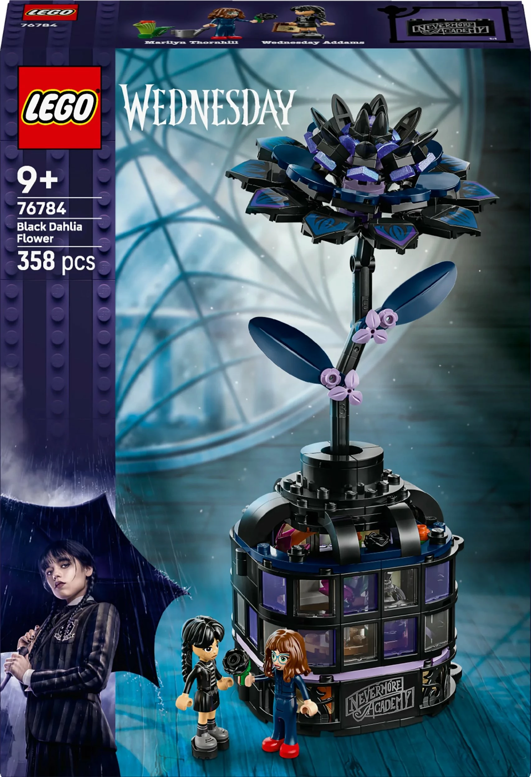 Set LEGO Wednesday Black Dalia Flower 76784, 358 copë, e zezë
