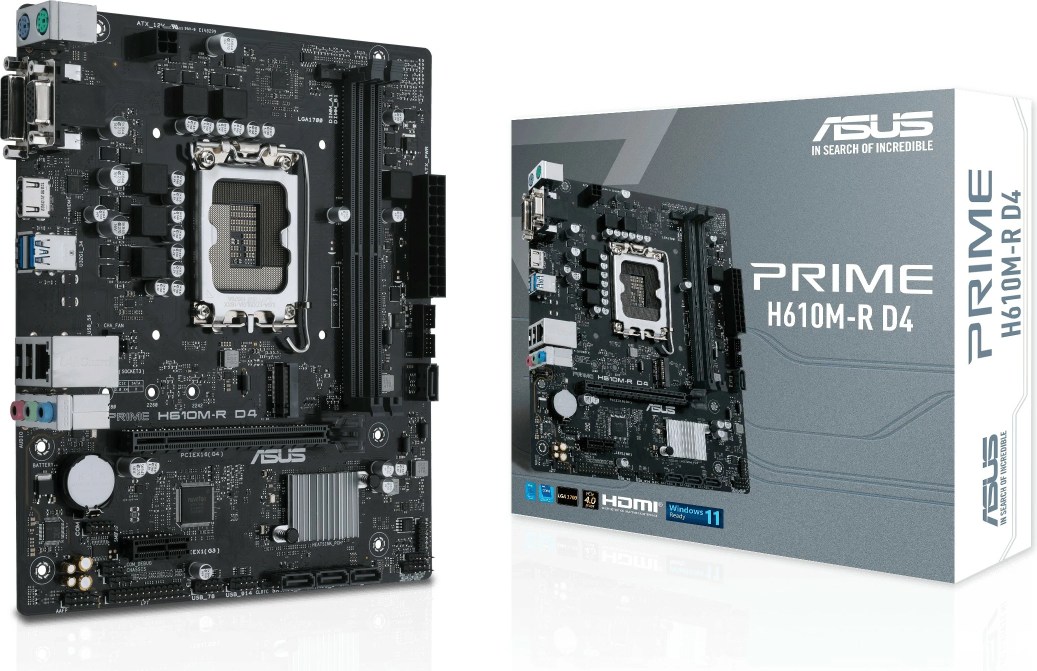 Pllakë amë ASUS PRIME H610M-R D4, Intel, LGA 1700, DDR4, 64 GB