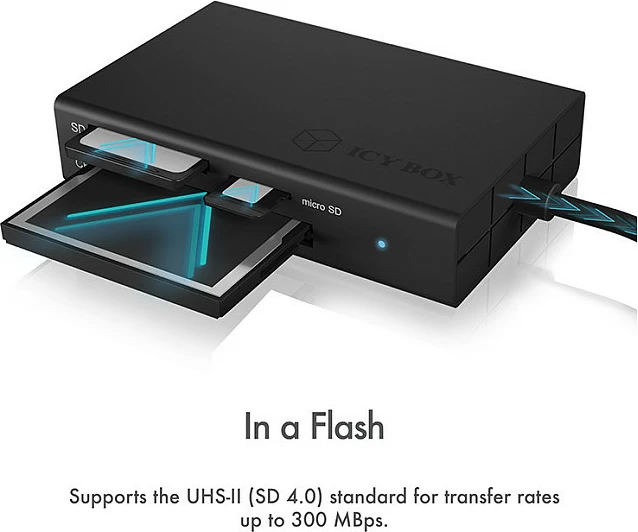 Adapter lexues kartelash ICY BOX, USB-C, SD/microSD/CF, USB 3.2 Gen 1, i zi