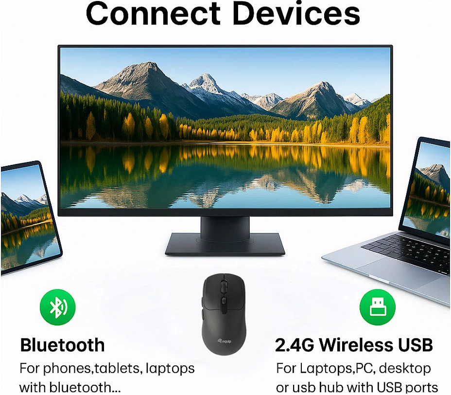 Maus wireless EQUIP Kompakt Dual Mode, 6 butona, 1600 DPI, i zi