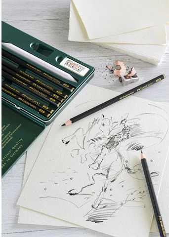 Set lapsa grafiti Faber-Castell Pitt Graphite Matt 11 copë, kuti metali, e zezë