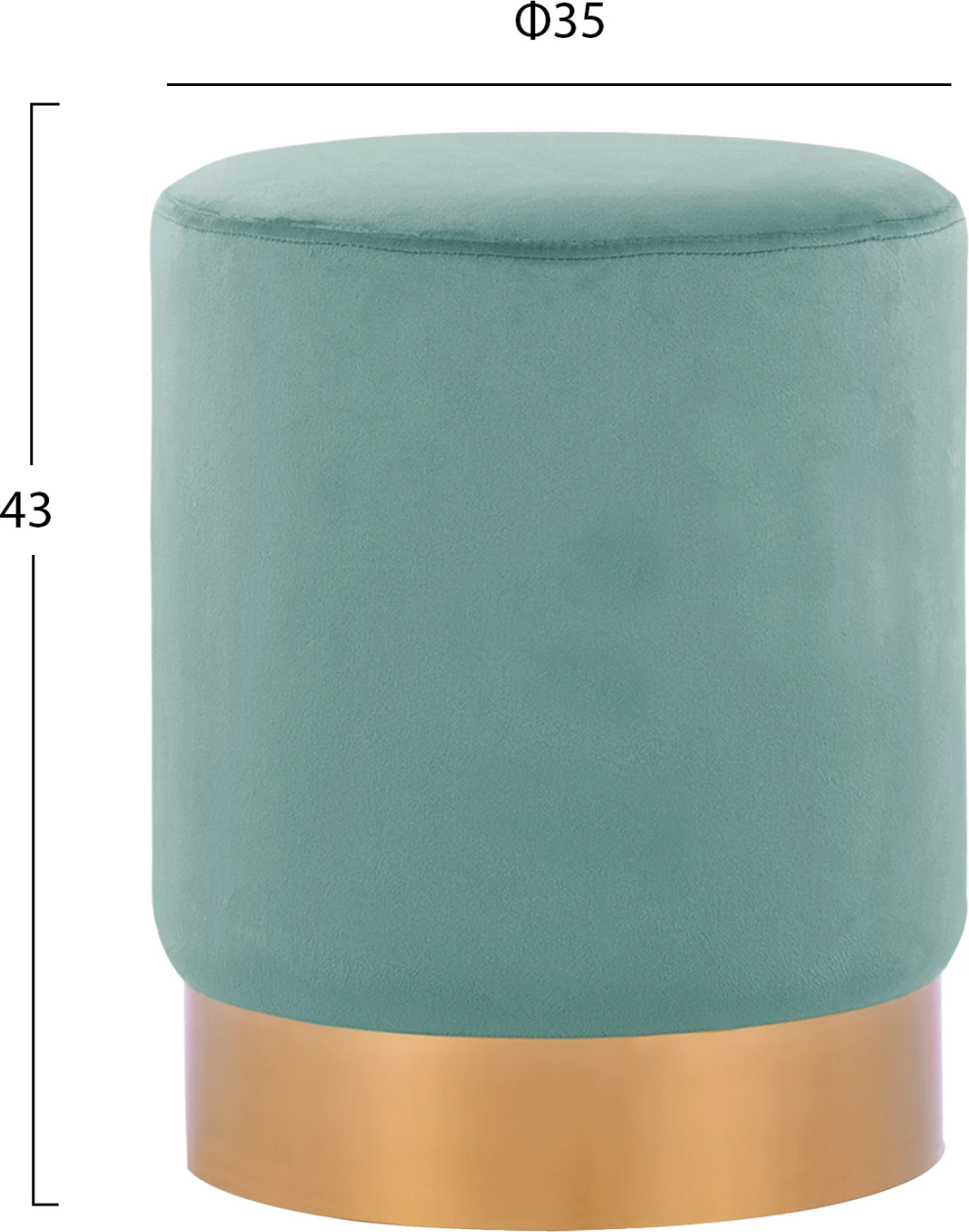 Karrige për bar LEVY FH8408.07, ngjyrë fëstëk, kadife, me bazë të artë, Φ35x43H cm