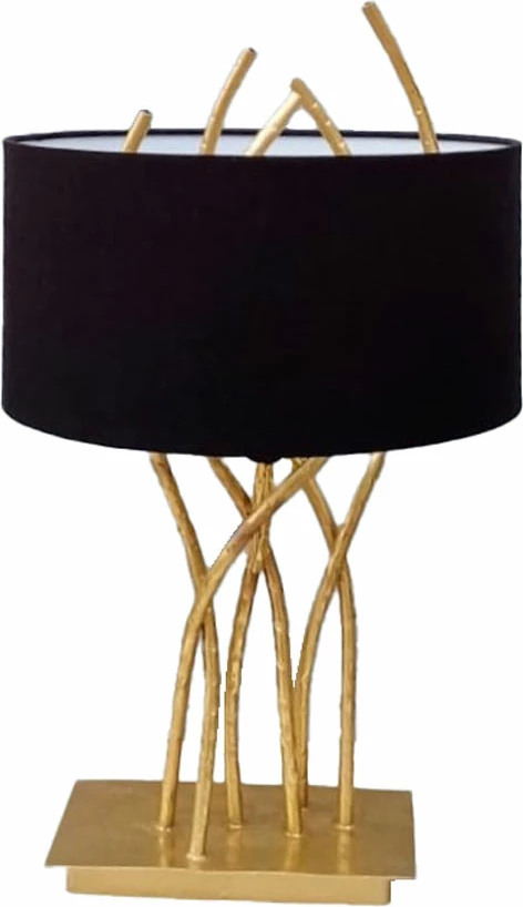 Llambë tavoline Zotic, metal ngjyrë ari, kadife e zezë, 15x15x55cm