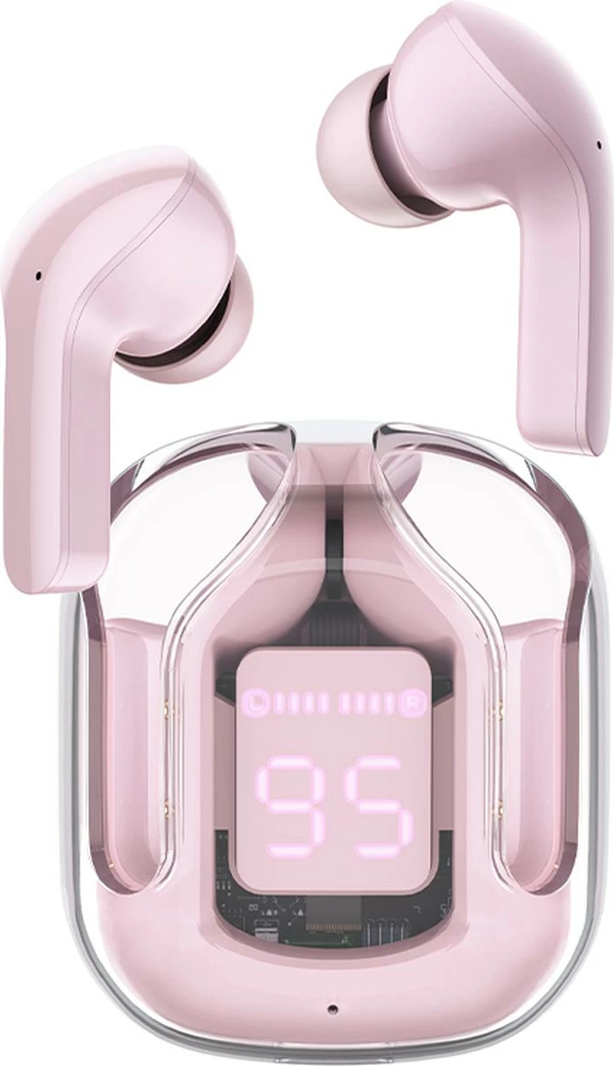 Kufje Acefast T6 TWS Bluetooth, in-ear, me ekran LED, rozë