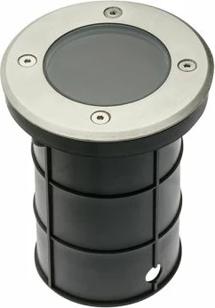 Llambë dyshemeje e jashtme GTV ALFA-O 1x GU10, 230V, IP67, Ø110 x 121, argjendt/zezë