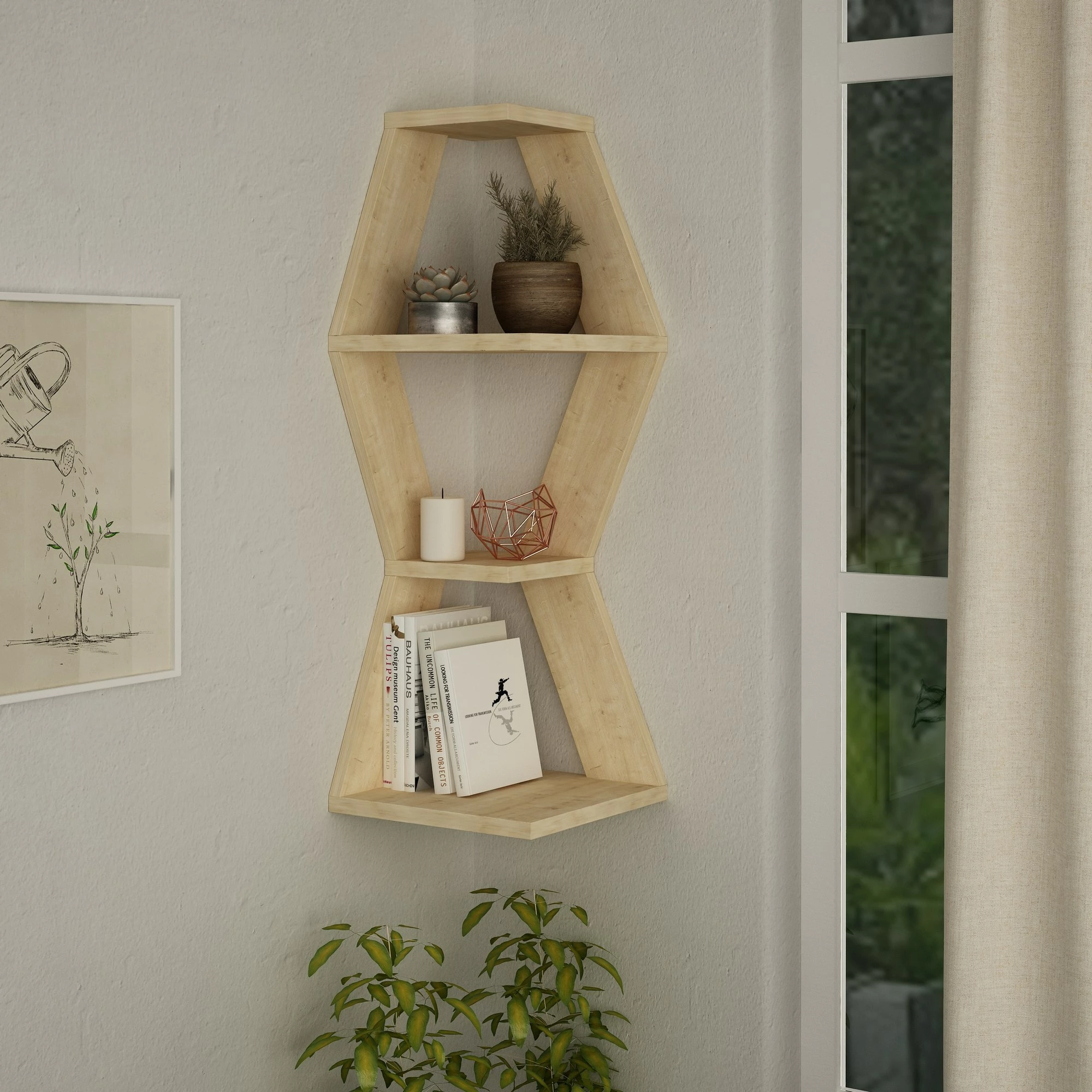 Raft muri, ngjyrë lisi, Skye Decor