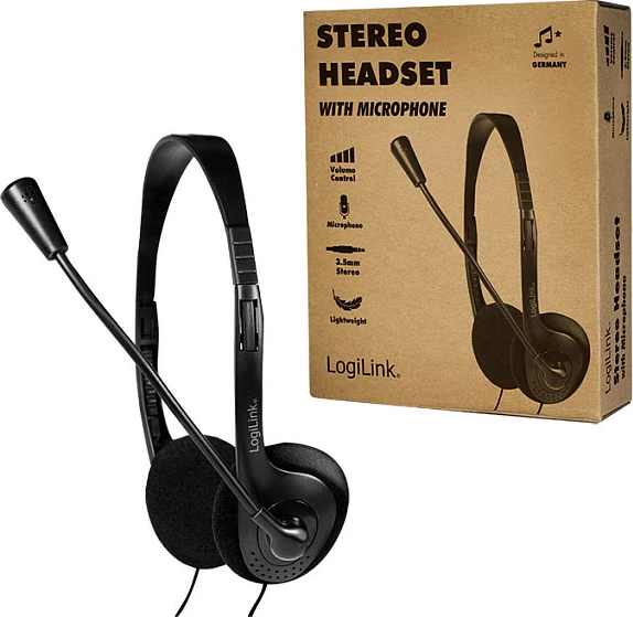 Kufje me mikrofon LogiLink HS0052, me kabllo 1.8 m, 2x 3.5 mm, të zeza