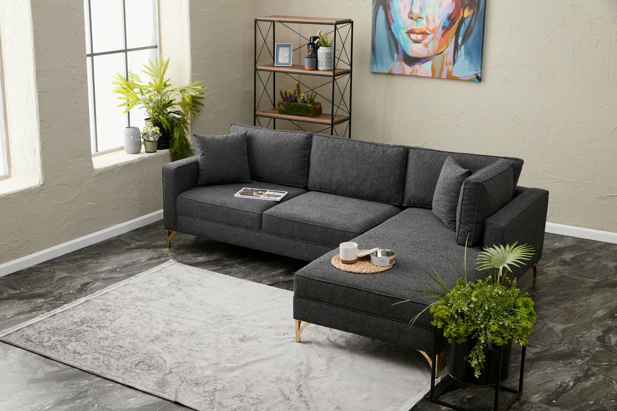 Këndare Atelier del Sofa, Berlin, e djathtë, anthracite, gold