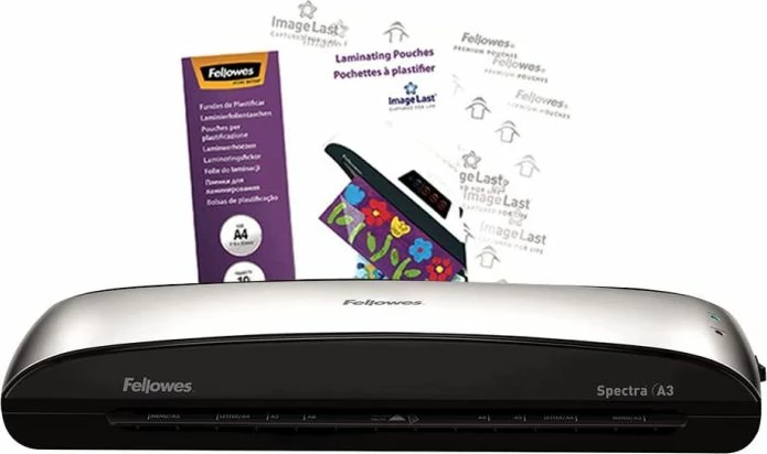 Plastifikator FELLOWES Saturn 3i A3, 80-125 mikron, i zi/argjendtë, set 10 qese plastifikimi