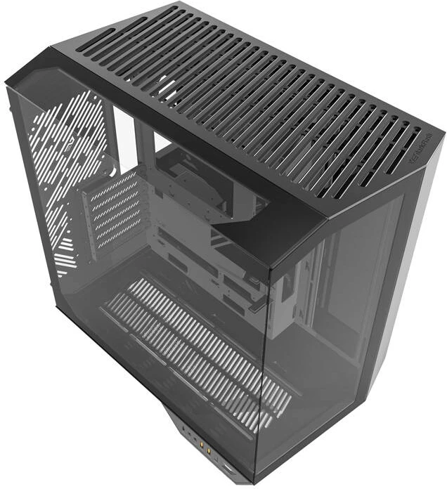 Kasë Darkflash DY470, Big Tower, xham i temperuar, pa ventilatorë, e zezë