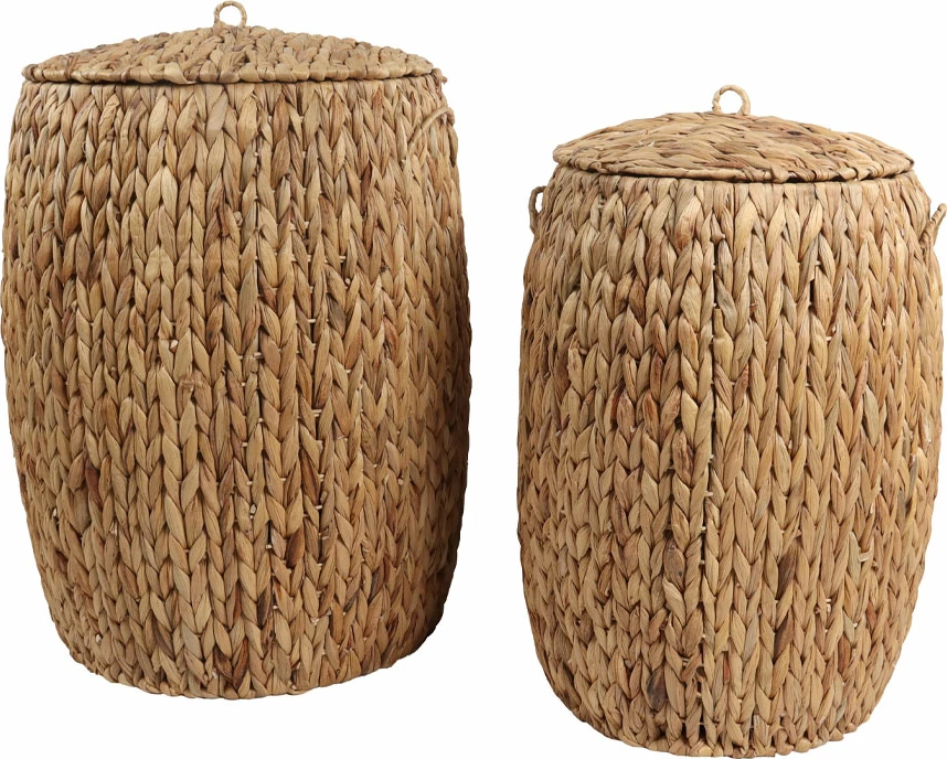 Set shporta me kapak, 2 copë, kashtë deti, natyrale, 47x47x63cm