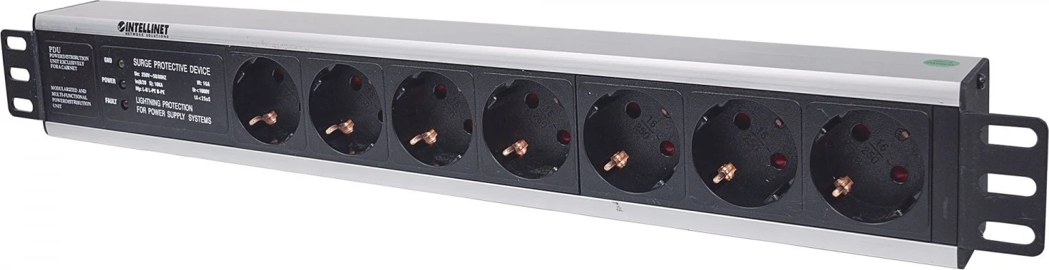 PDU për Kasë Intellinet, me 7 priza IEC60884, ngjyrë e zezë