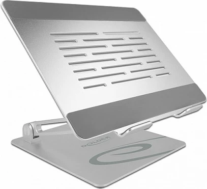 Mbajtëse për laptop DeLOCK, e rregullueshme dhe e palosshme, alumini, deri 15.6", ngjyrë alumini