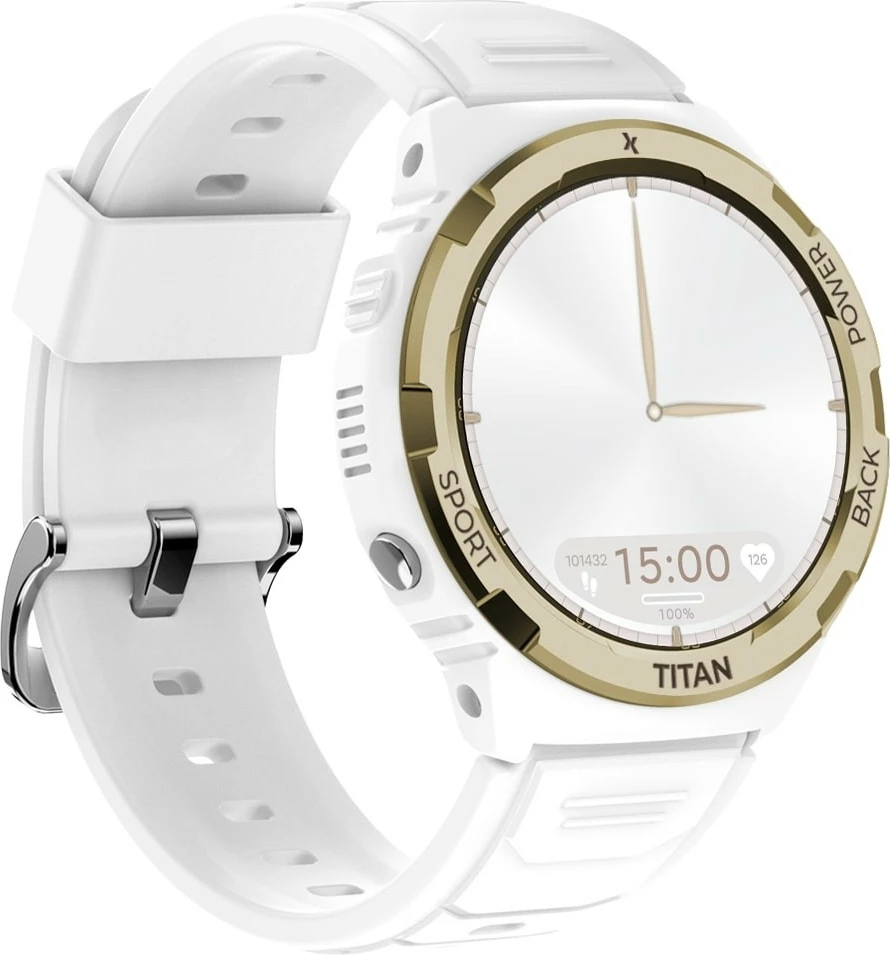 Smartwatch Maxcom FW100 Titan Valkiria, 1.3" AMOLED, Bluetooth, Bardhë
