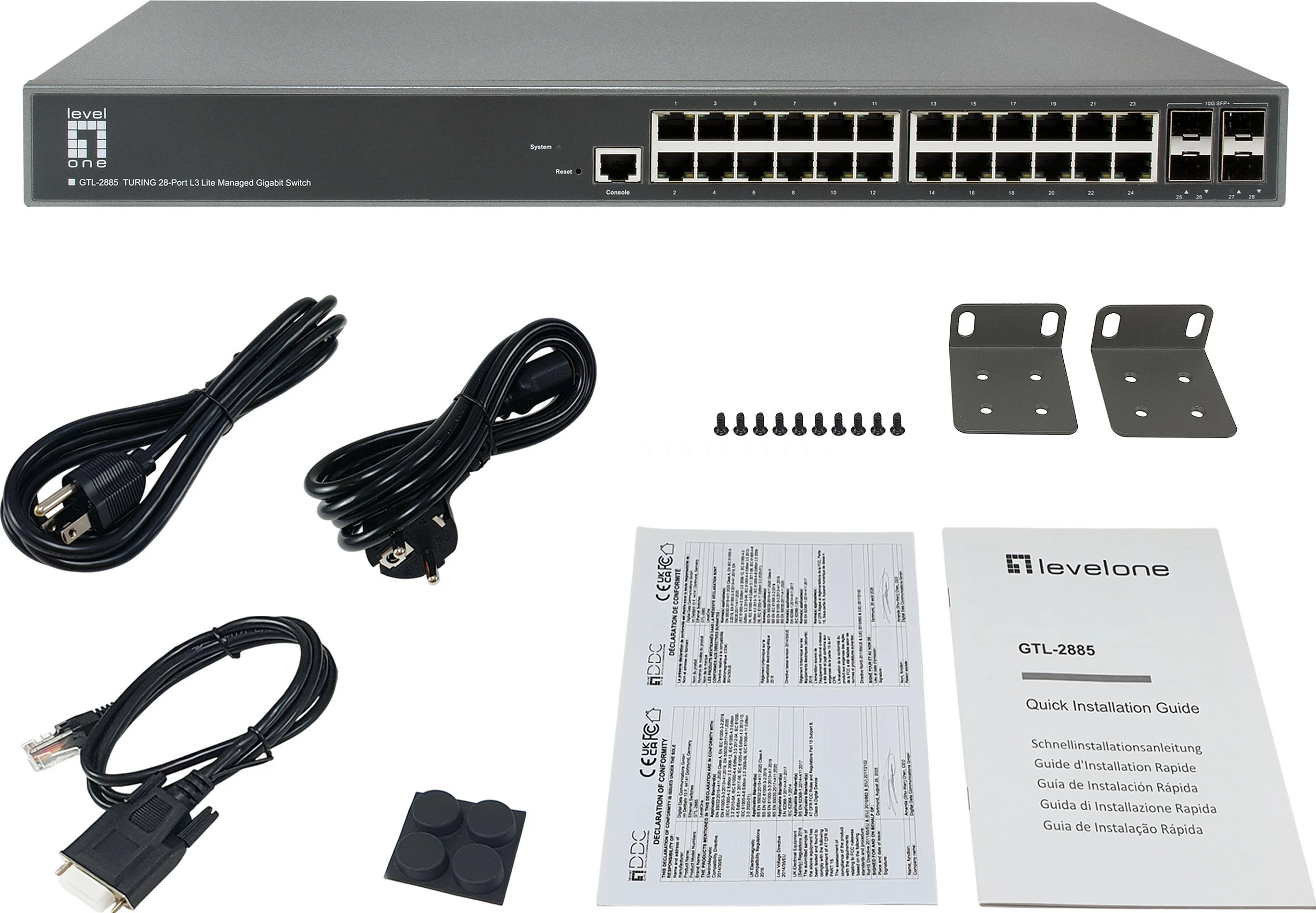 Switch Level One TURING 24xGE/4x10G SFP+, Managed L3, 19" i zi