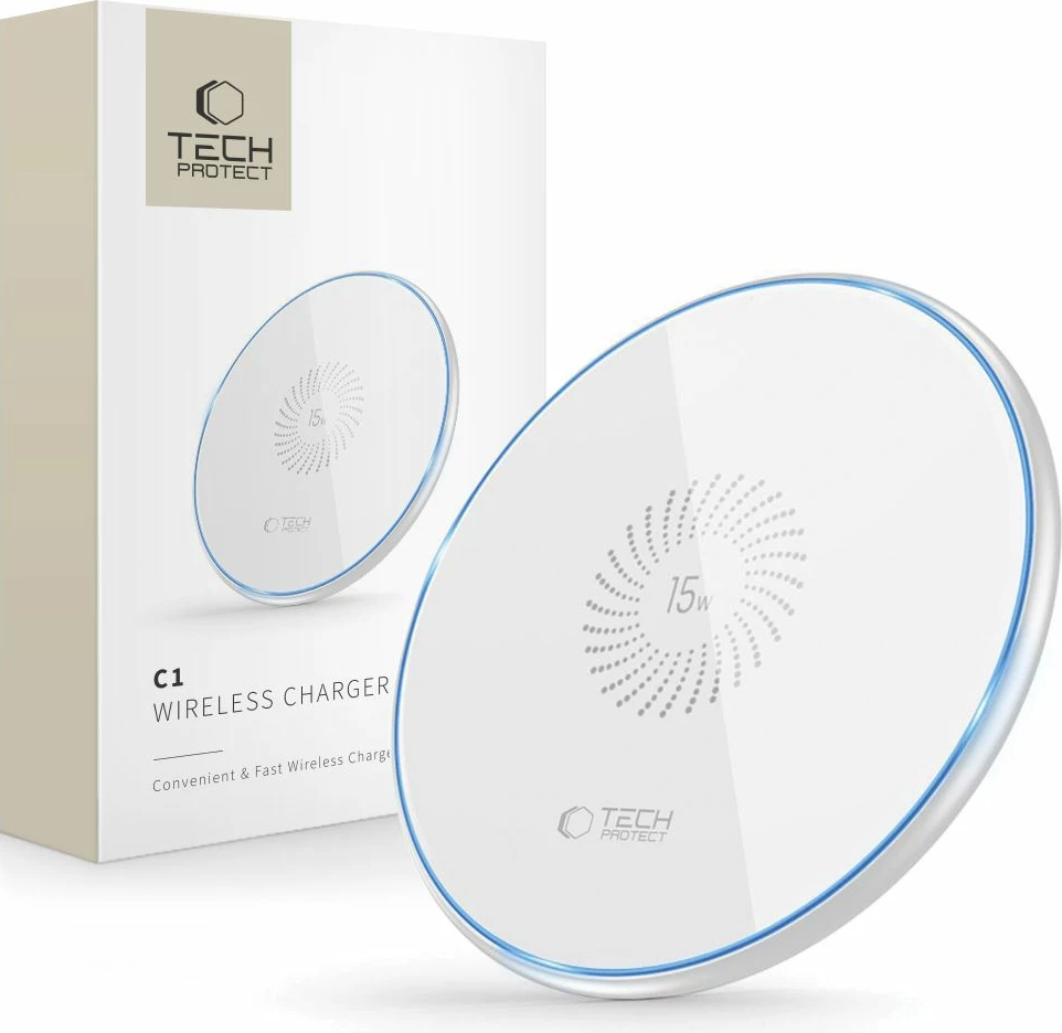 Karikues wireless Tech-Protect QI15W-C1, 15W, i bardhë