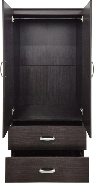 Dollap me dy dyer dhe 2 sirtarë Alvia, ngjyrë wenge, 80x51.5x180cm