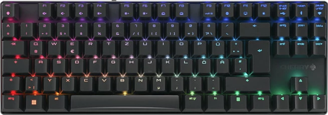 Tastierë Cherry MX 8.2 TKL Wireless RGB, Wireless, RF Wireless + Bluetooth, Mekanike, QWERTZ, RGB LED, E zezë