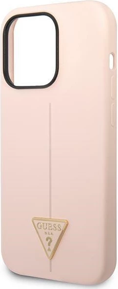 Mbështjellës Guess GUHCP14LSLTGP për iPhone 14 Pro 6.1", silikon, rozë