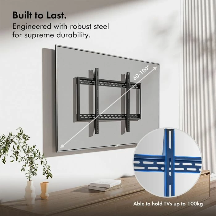 Mbajtëse fikse muri për TV VonHaus 3005092, 60-120\", deri 120 kg, VESA 200x200-900x600, e zezë