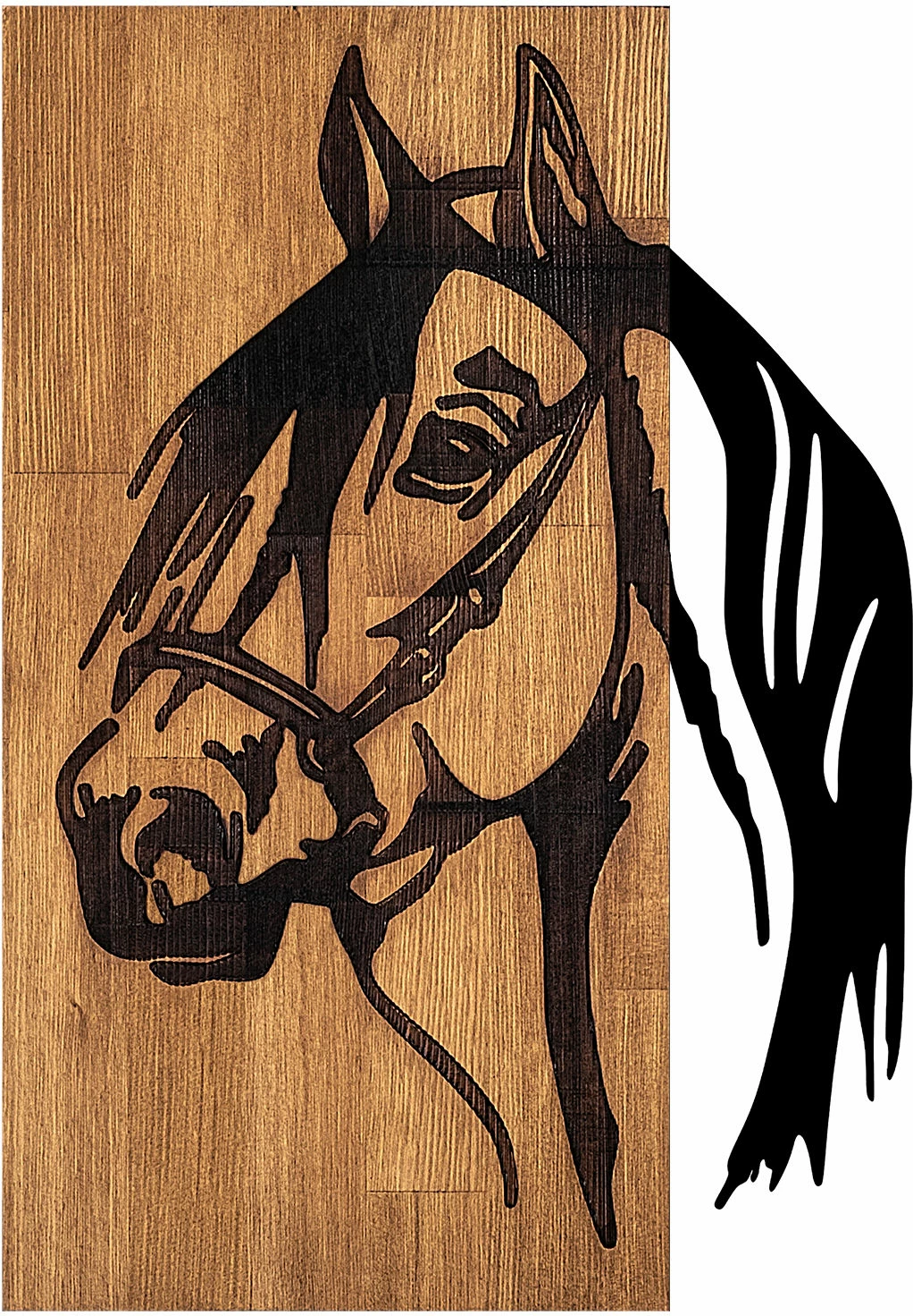Aksesor dekorativ muri, dru dhe metal, dizajn kali, Wallity, 40x3x58cm