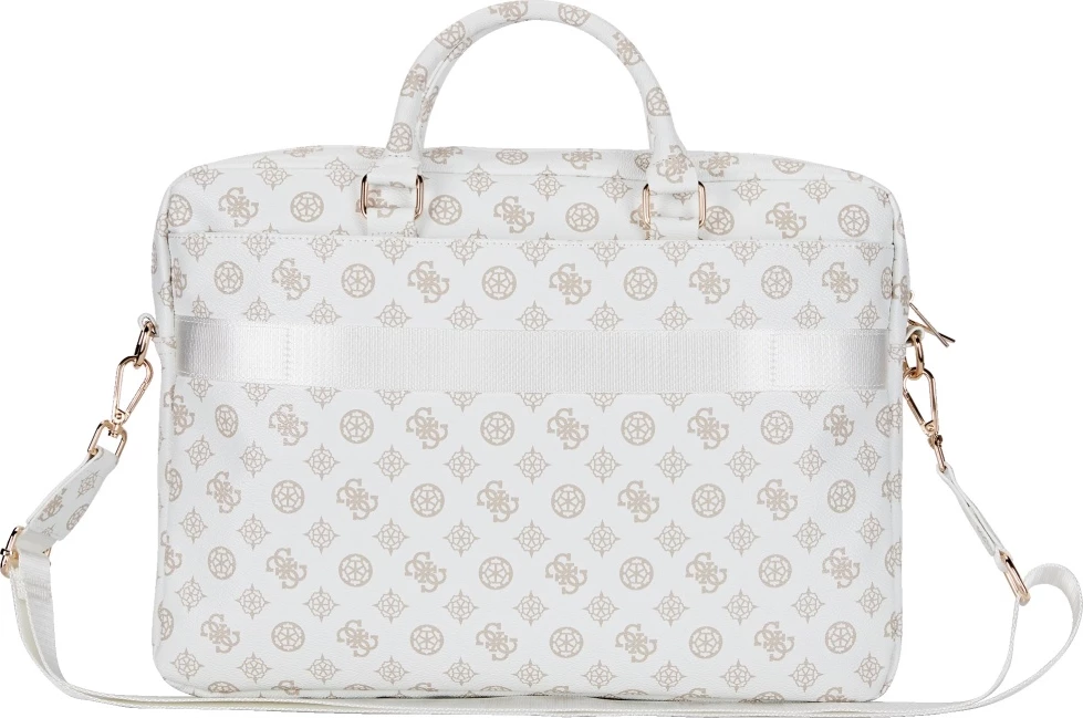 Çantë laptopi Guess 4G Peony Front Pocket Zipper Triangle Logo, 16", e bardhë