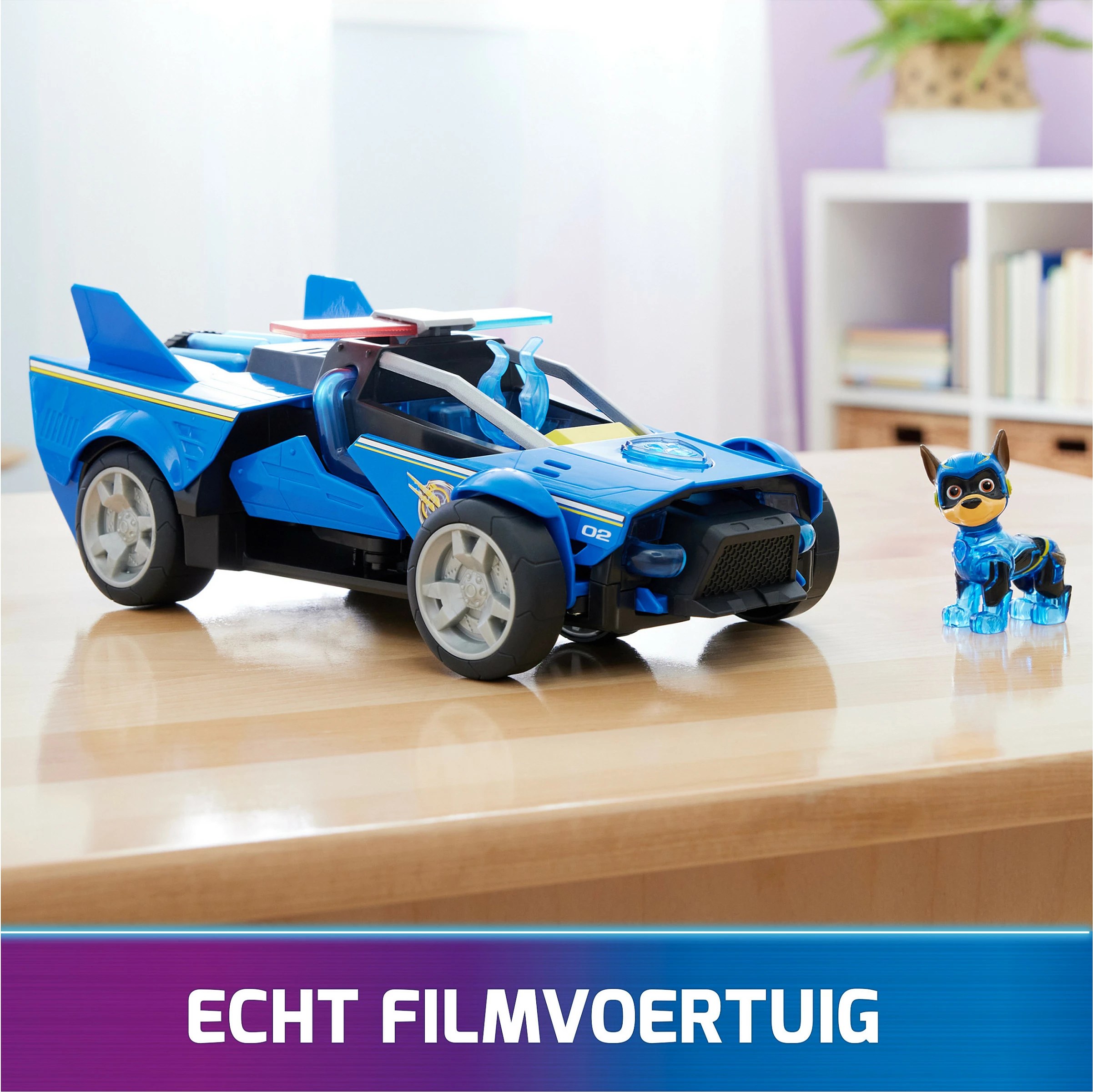 Veturë lodër SPIN MASTER PAW Patrol Mighty Transforming Cruiser Chase, drita dhe tinguj, me figurë, blu
