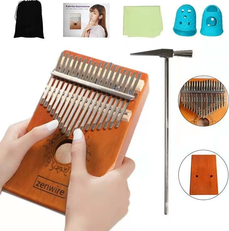 Kalimba Zenwire K-01 17 taste dru mahagoni me set aksesorësh, kafe