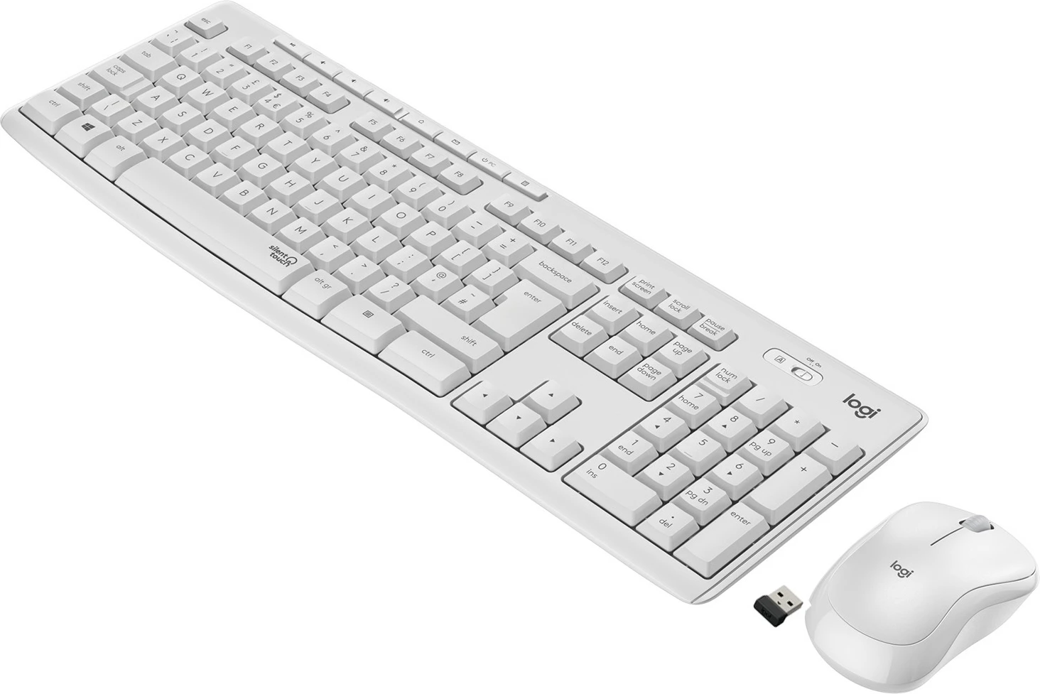 Set tastierë dhe maus Logitech MK295 Silent Wireless Combo, AZERTY, wireless, e bardhë