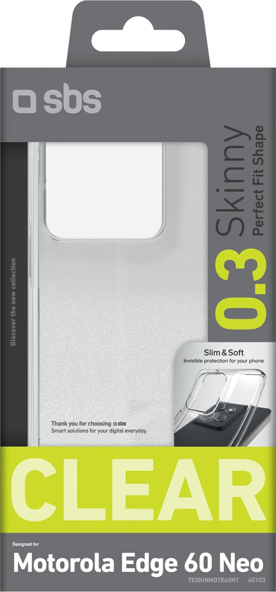 Mbështjellës SBS Skinny Cover për Motorola Edge 60 Neo, TPU, transparent, në kuti