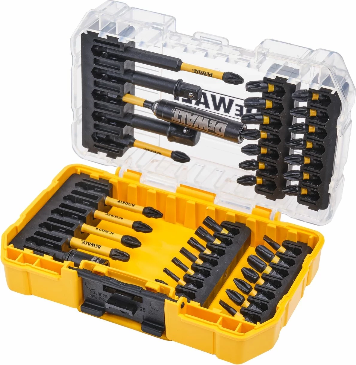 Set bitash kaçavidash DeWalt FlexTORQ DT70740T 38 copë + syze mbrojtëse, në kuti