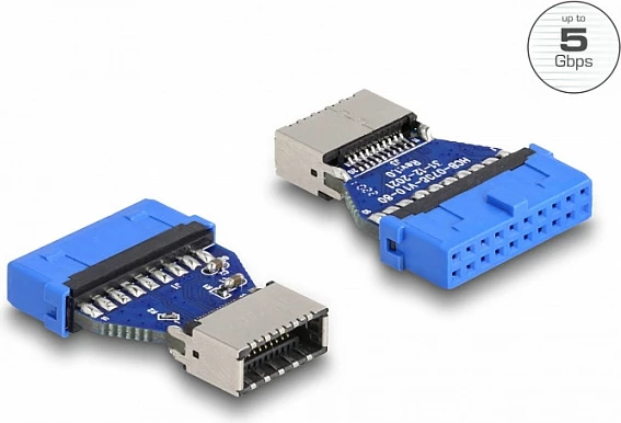 Adapter USB DeLOCK 20-pin USB 3.0 Header në internal Type-E Key A, 5 Gbps, blu