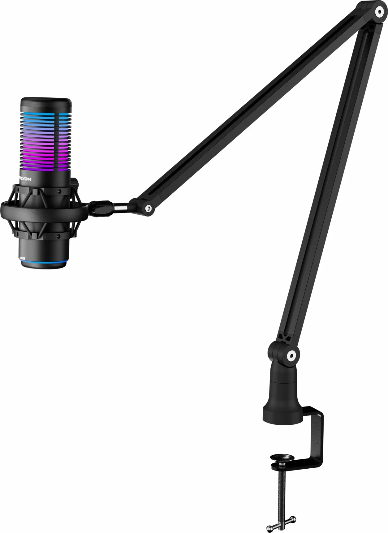 Mikrofon gaming USB PREYON Osprey Scream POS43B, RGB, cardioid/omnidirectional, me krah dhe kapëse tavoline, i zi