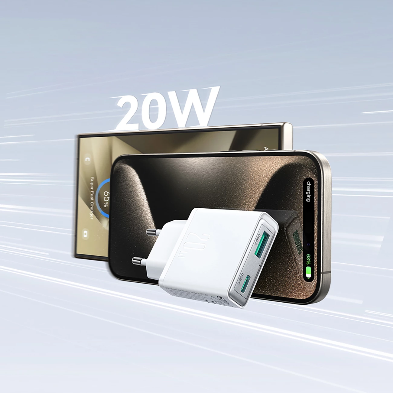 Karikues muri Joyroom JR-TCF14, 20W, 2 porta USB-A/USB-C, i bardhë
