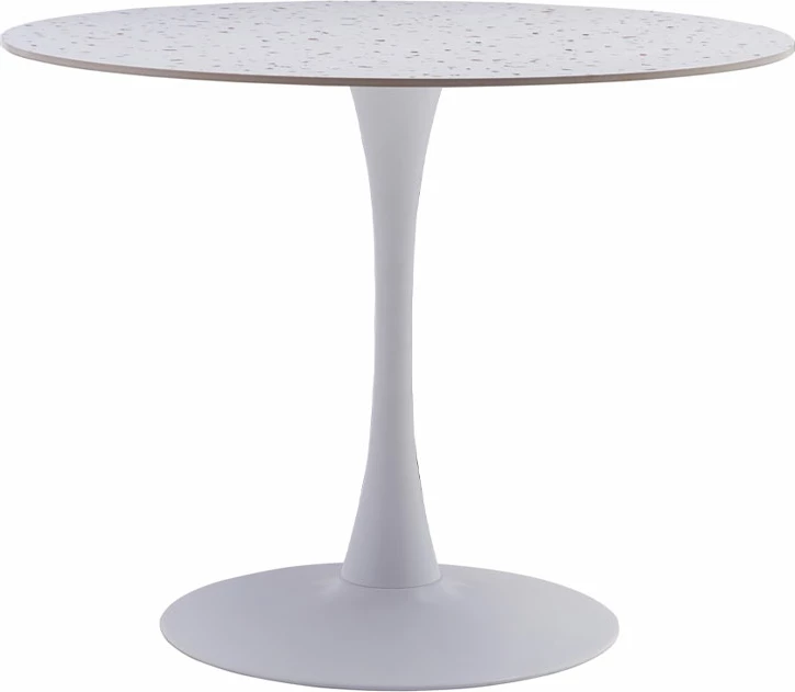 Tavolinë e rrumbullakët Nougat, terrazzo e bardhë, 100x100x75cm