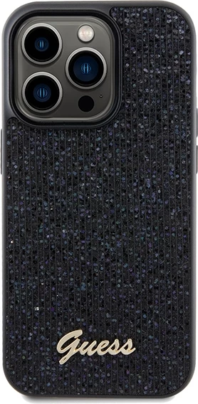 Mbështjellës Guess Disco Metal Script për iPhone 14 Pro Max, i zi