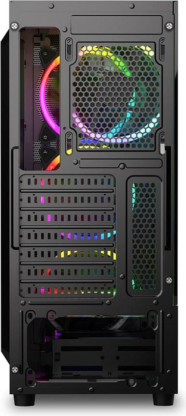 Kasë Sharkoon RGB Wave, ATX/micro ATX/Mini-ITX, 3x120mm RGB fan, xham i temperuar, e zezë