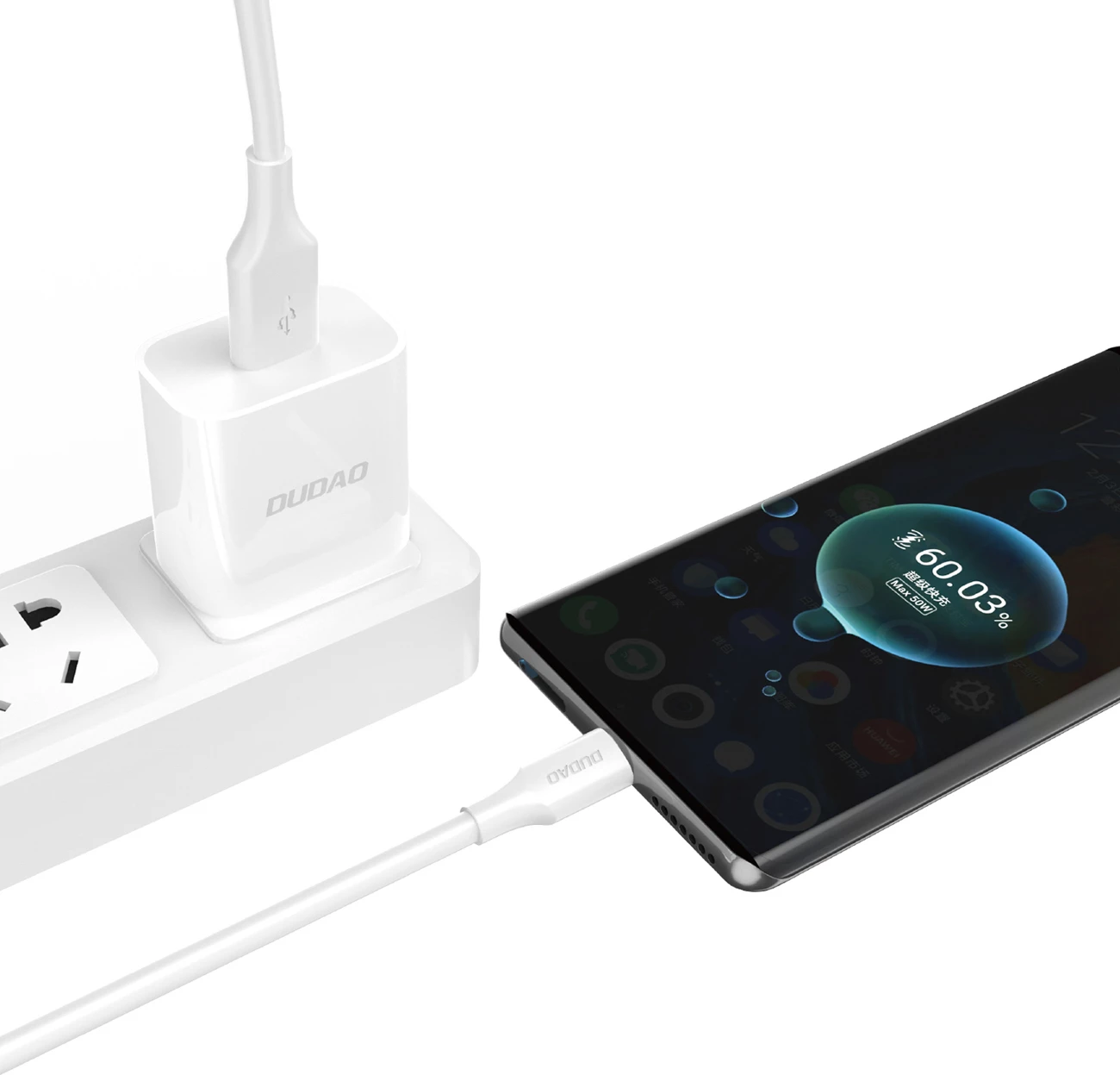 Kabllo karikimi dhe të dhënash, Dudao, L2SM, USB-A në micro USB, 6A, 1.2 m, e bardhë