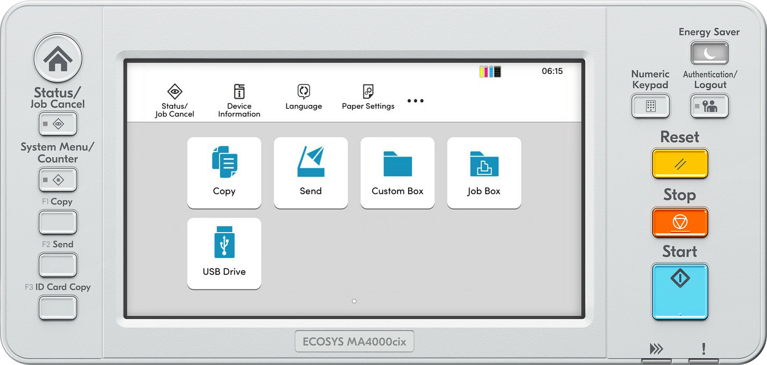 Printer multifunksional Kyocera ECOSYS MA4000cix, ngjyra, USB/LAN, duplex print/scan, ekran me prekje 7", gri/zi