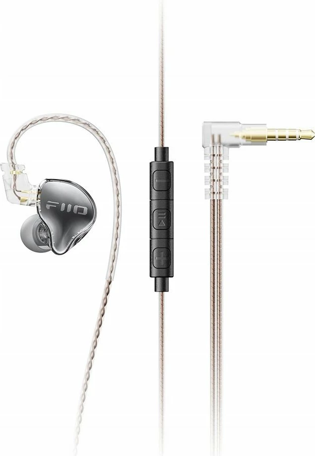 Kufje FiiO JD10, in-ear monitor dinamik 10 mm, Hi-Res, kabllo 1.2 m, 2-pin 0.78 mm, mikrofon me kontroll volume, transparent black
