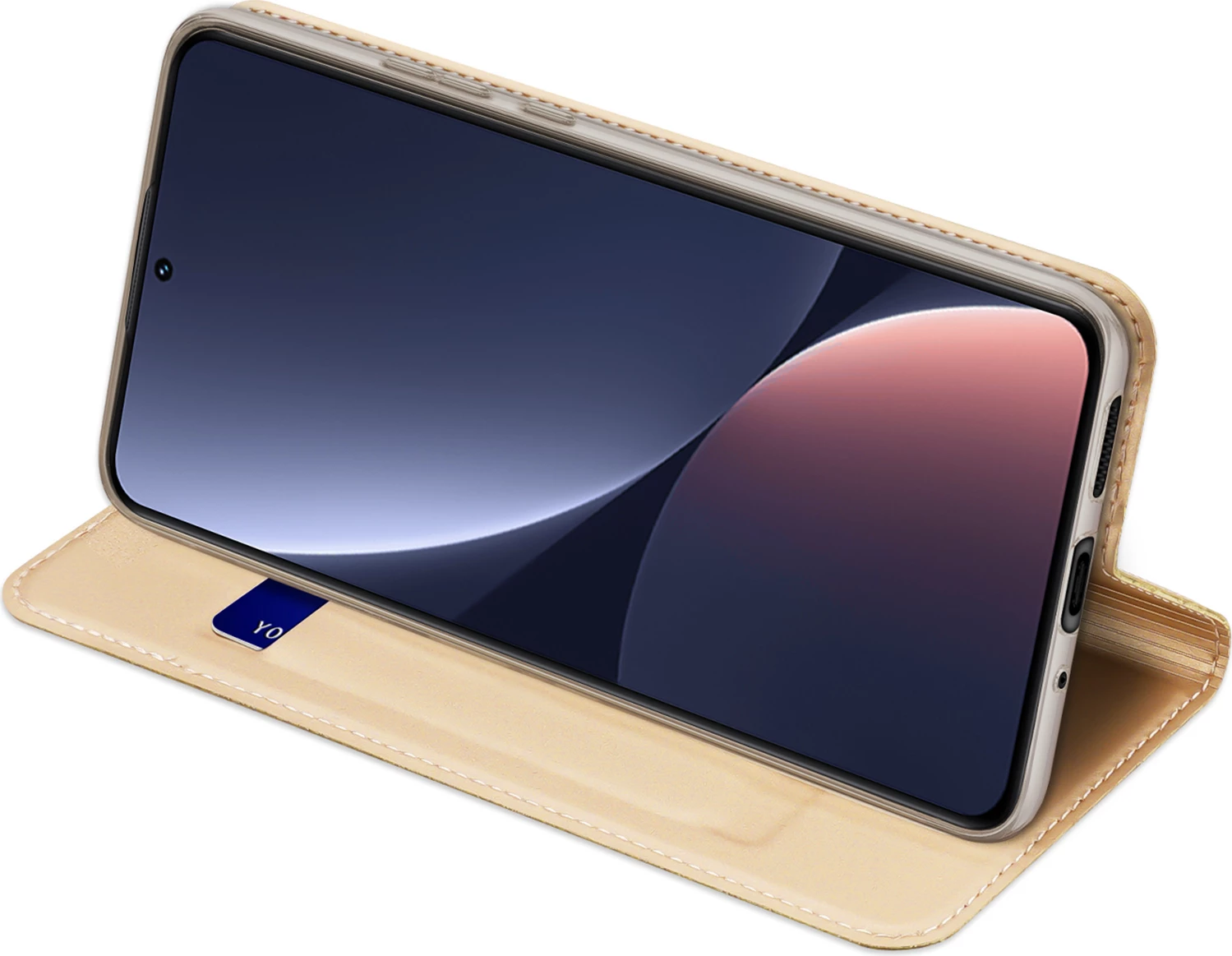 Mbështjellës Dux Ducis Skin Pro për Xiaomi 13, me kapak, xhep për kartelë, funksion stand, ari