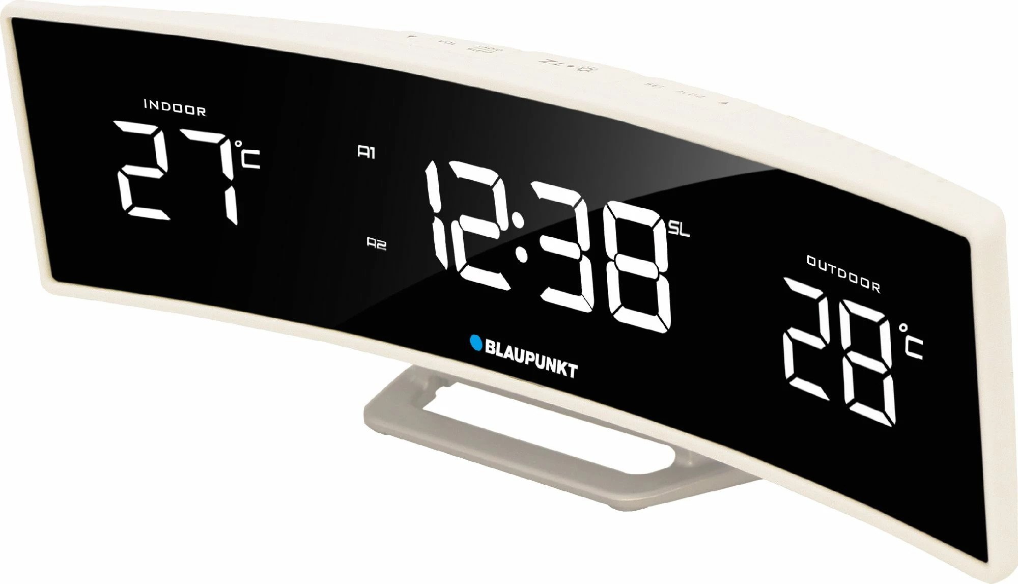 Radiobudilnik Blaupunkt CR12WH, FM PLL, 2 alarme, 10 memorje stacionesh, termometër indoor/outdoor, ekran LCD, i bardhë
