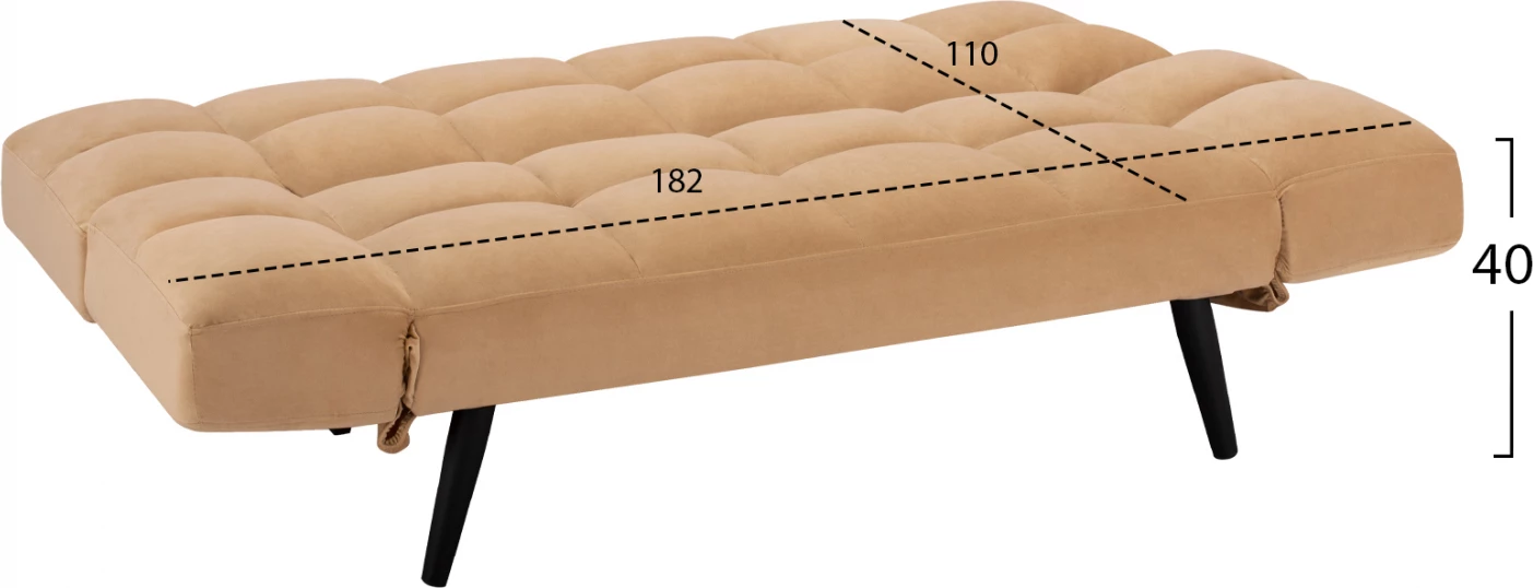 Krevati divan 3 vendesh kadife bezhë FH3167.07 182x80x88cm