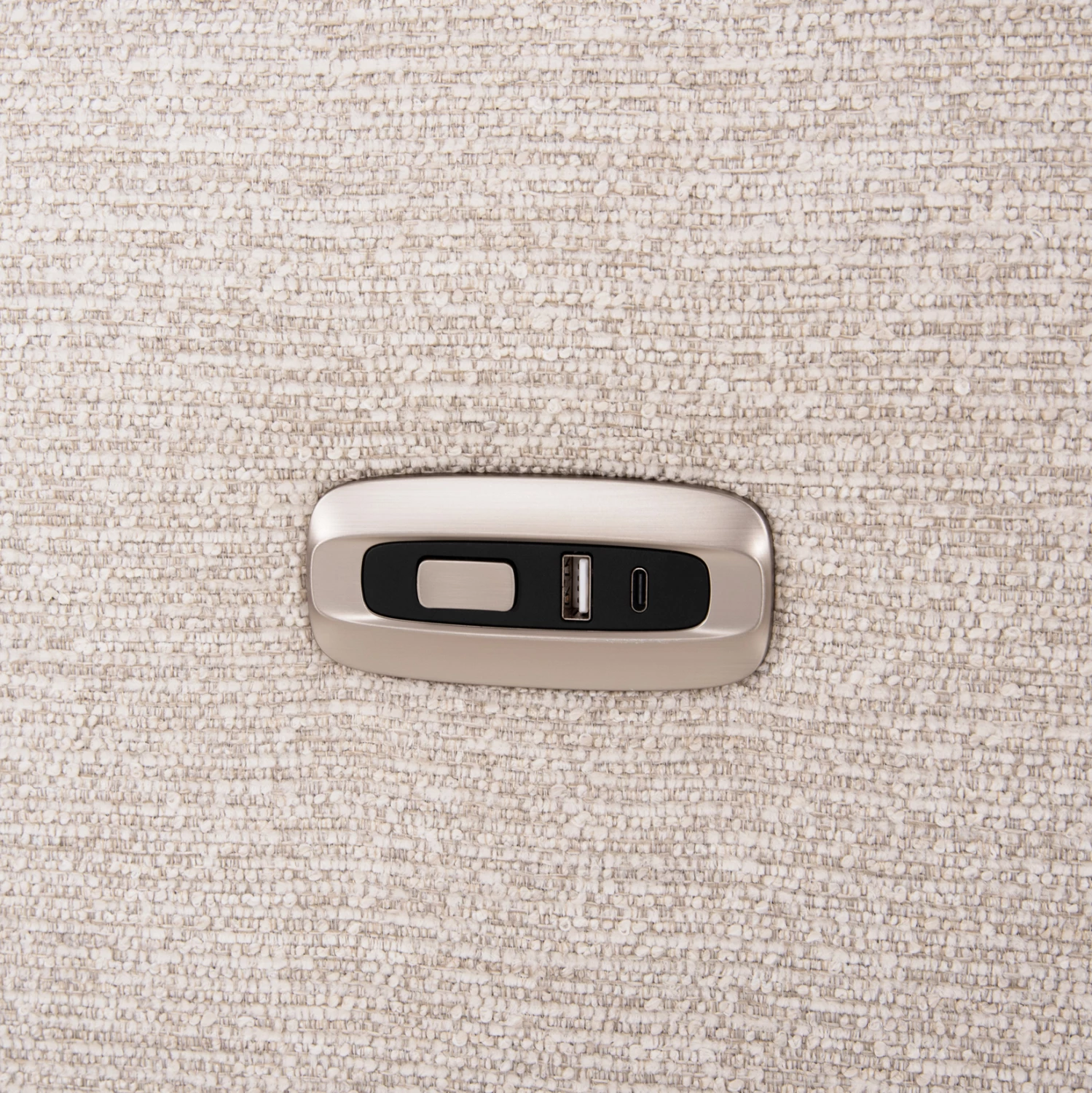 Kënd i djathtë divan 5 vende me recliner, material ecru, LUNARIS CD3316.02R, 307x267x94H