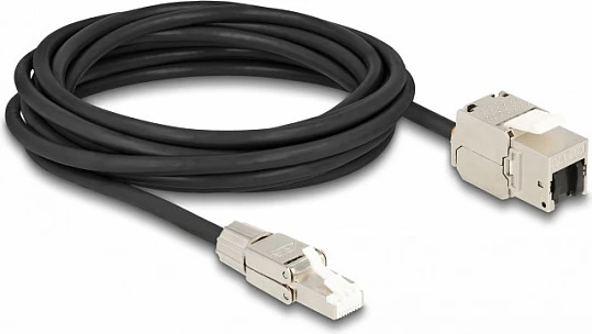 Kabllo rrjeti DeLOCK RJ45 në Keystone RJ45, Cat6a, 5 m, S/FTP, LSZH, zezë/argjendtë