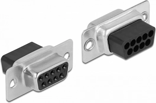 Adapter DeLOCK D-Sub 9-pin femër në RJ12 6P/6C femër, kit montimi, gri