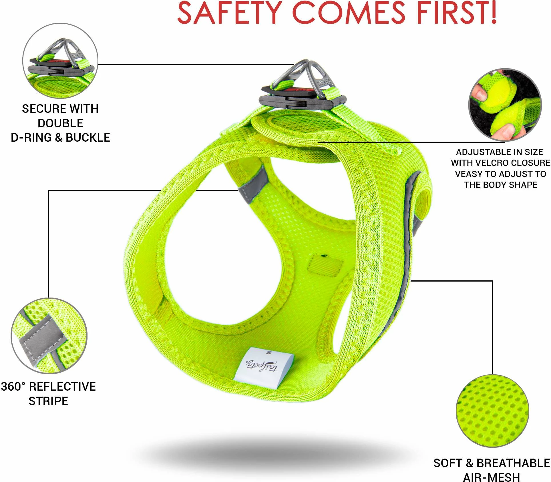 Parzmore për qen, Air-Mesh, ngjyrë Neo Lime