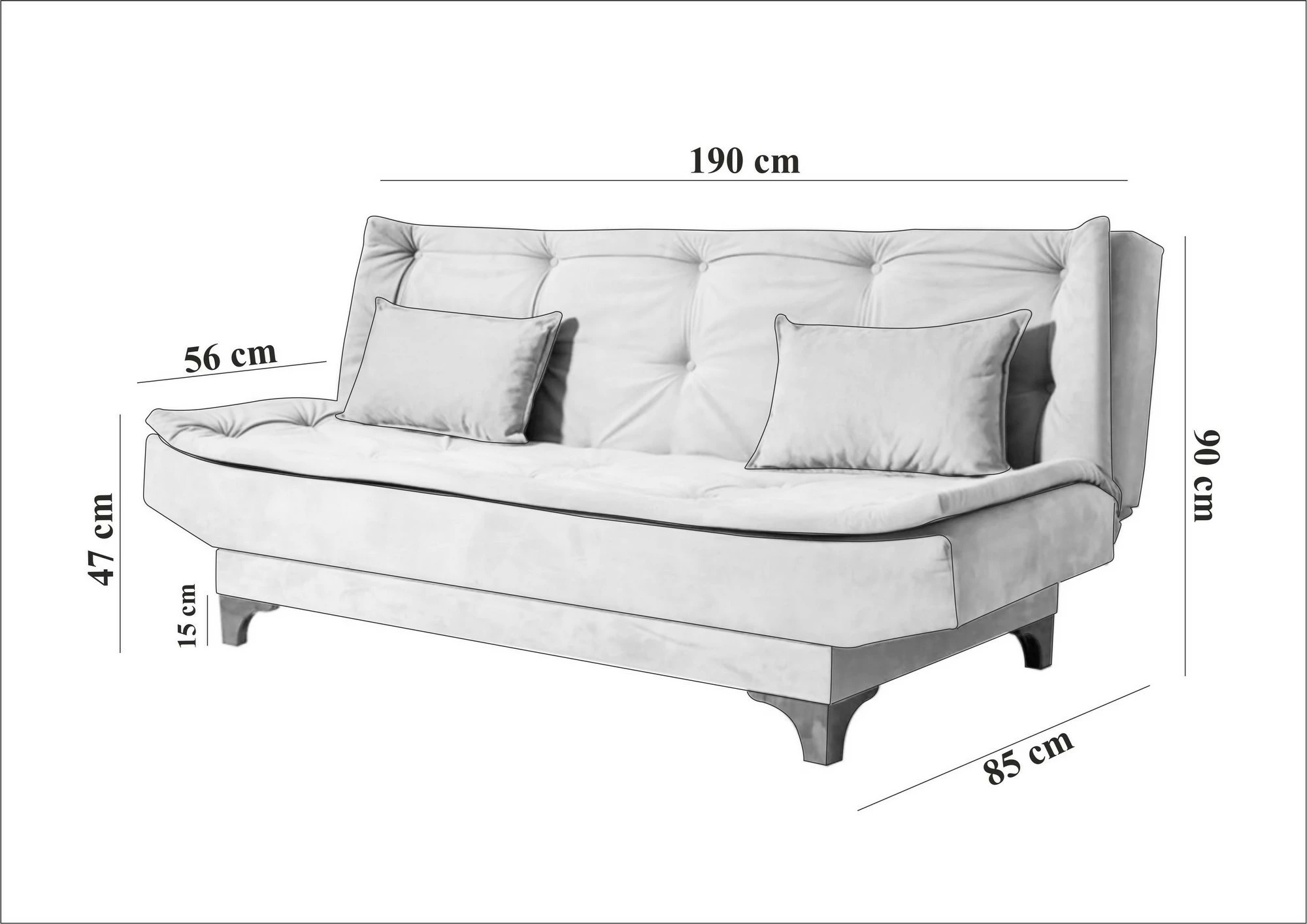 Divan-krevat 3 vendësh Atelier del Sofa, Kelebek, ngjyrë e kaltër